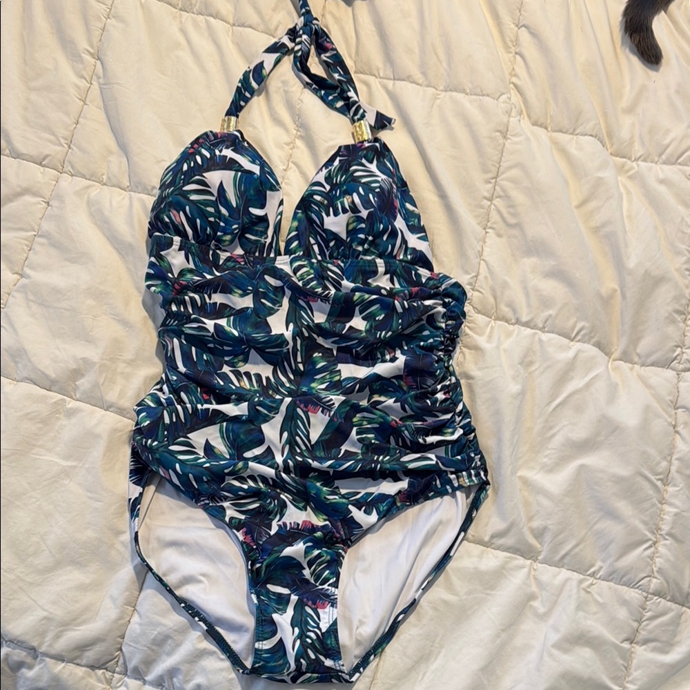 Tropical Leaf Print Swimsuit